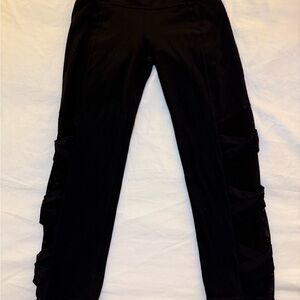 Athleta Small Black Leggings with Mesh Design